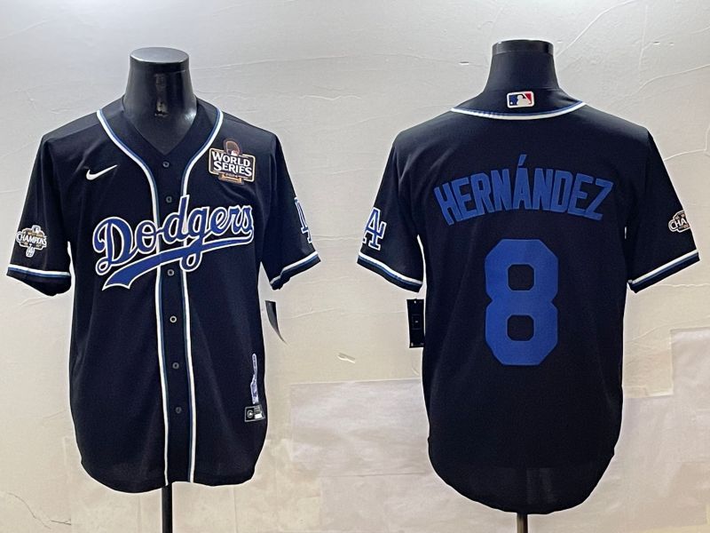Men Los Angeles Dodgers #8 Hernandez Black Fashion Game 2025 Nike MLB Jersey style 3061